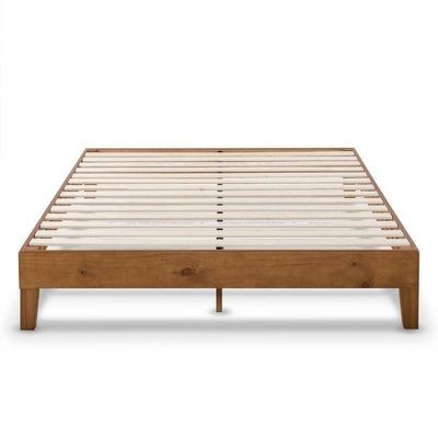 Full Size Mid-Century Modern Solid Wood Platform Bed Frame in Natural