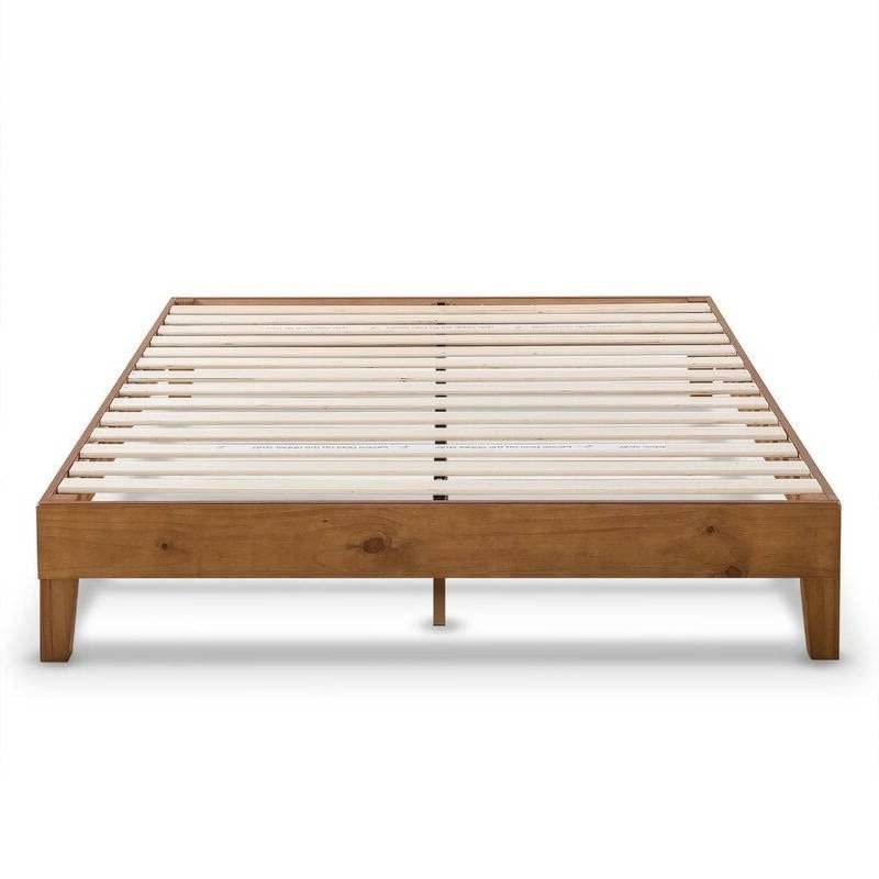Full Size Mid-Century Modern Solid Wood Platform Bed Frame in Natural