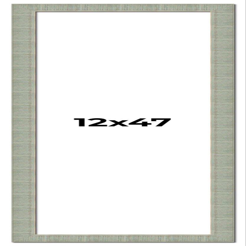 12x47 Frame Green Desert Pear Solid Wood Picture Frame | 1.625 Inch Moulding Width | Interior Frame Depth 0.5 Inches | Sonoma Distressed Photo Frame Complete with UV Acrylic Plexiglass, Foam Board