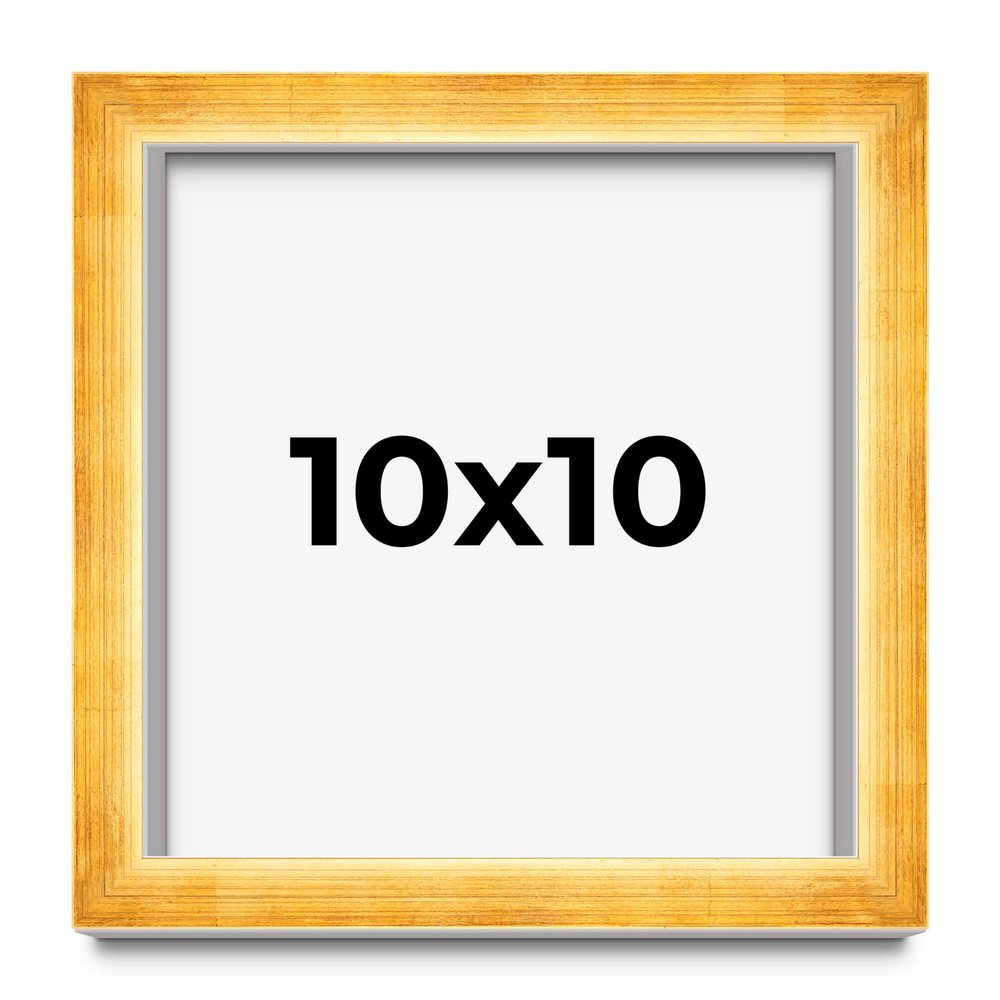 10x10 Shadow Box Gold Solid Wood Display Frame | 1.625 Inch Deep | 1 Inch Moulding Width | UV Resistant Acrylic Plexiglass, Acid Free Foam Board Backing and Hanging Hardware | Gilbert