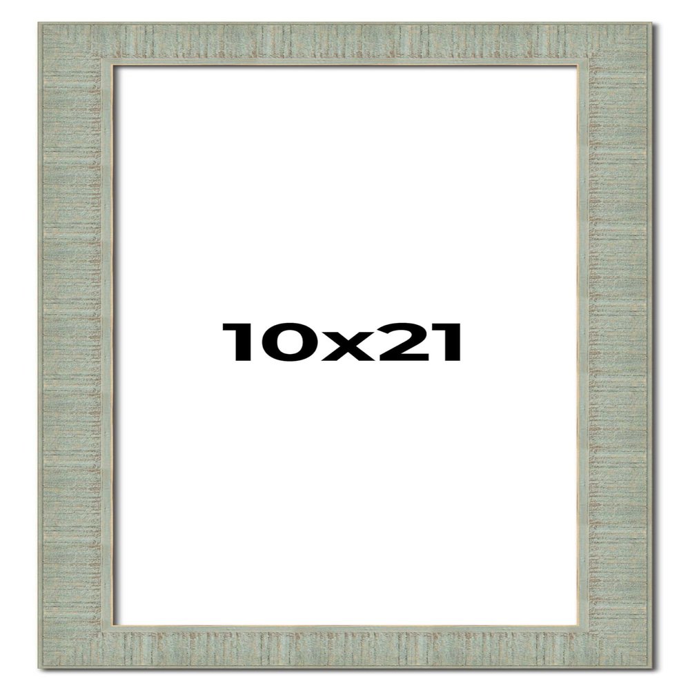 10x21 Frame Green Desert Pear Solid Wood Picture Frame | 1.625 Inch Moulding Width | Interior Frame Depth 0.5 Inches | Sonoma Distressed Photo Frame Complete with UV Acrylic Plexiglass, Foam Board