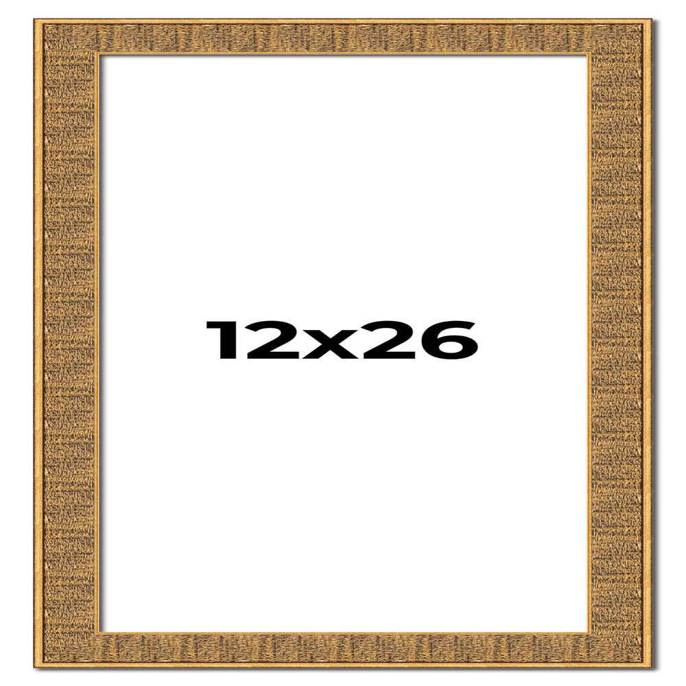 12x26 Frame Black and Gold Distressed Solid Wood Sonoma Picture Frame | 1.625 Inch Moulding Width | with UV Acrylic Plexiglass, Foam Board Backing & Hanging Hardware Included
