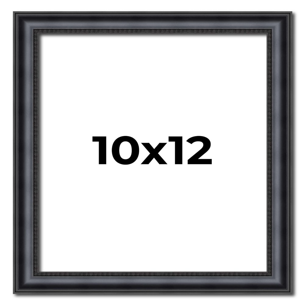 10x12 Frame Black Real Wood Picture Frame Width 1.25 Inches | Interior Frame Depth 0.5 Inches | Garrin Black Traditional Photo Frame Complete with UV Acrylic, Foam Board Backing & Hanging Hardware