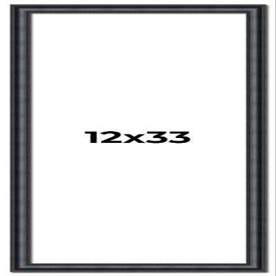 12x33 Frame Black Real Wood Picture Frame Width 1.25 Inches | Interior Frame Depth 0.5 Inches | Garrin Black Traditional Photo Frame Complete with UV Acrylic, Foam Board Backing & Hanging Hardware