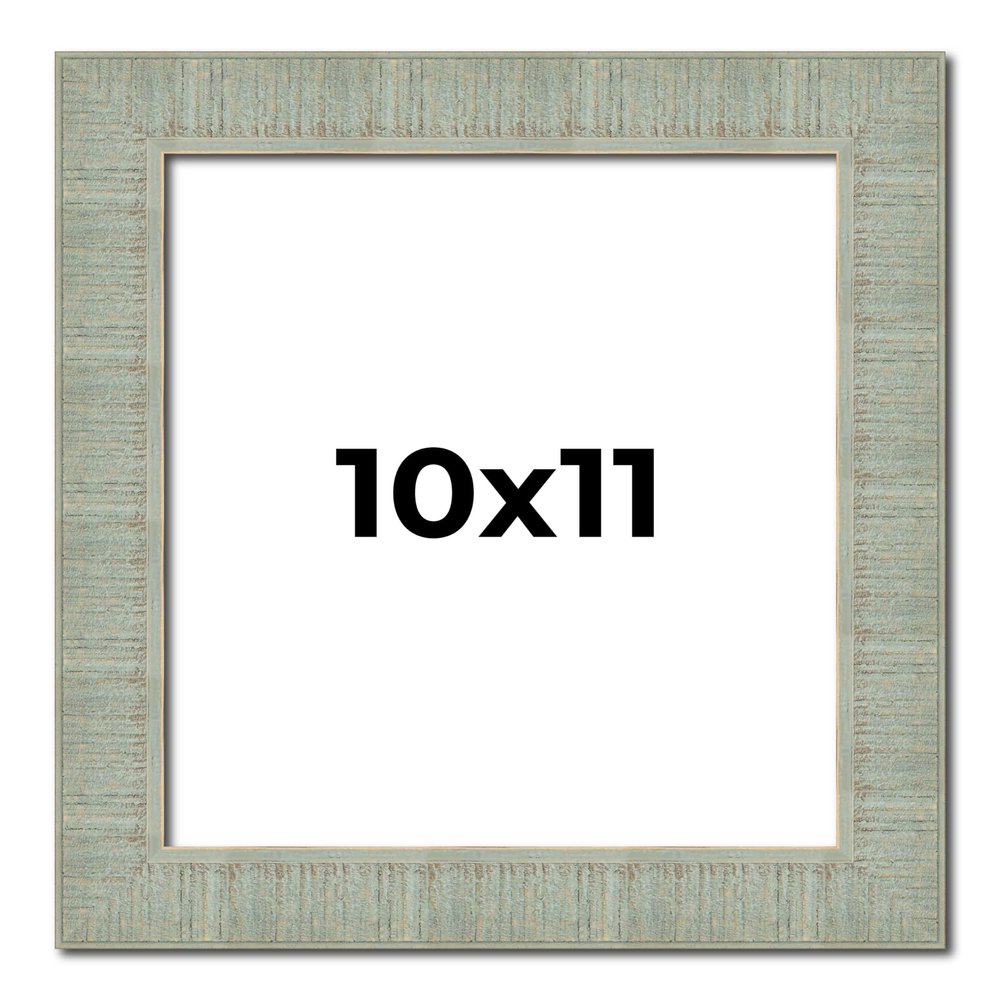 10x11 Frame Green Desert Pear Solid Wood Picture Frame | 1.625 Inch Moulding Width | Interior Frame Depth 0.5 Inches | Sonoma Distressed Photo Frame Complete with UV Acrylic Plexiglass, Foam Board