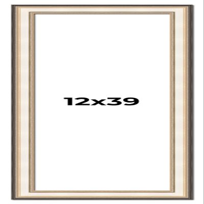 12x39 Frame Gold Silver Plein Aire 2" Inch Wide Moulding Solid Wood Picture Frame | Modena Collection | Complete with UV Acrylic Plexiglass, Foam Board Backing & Hanging Hardware