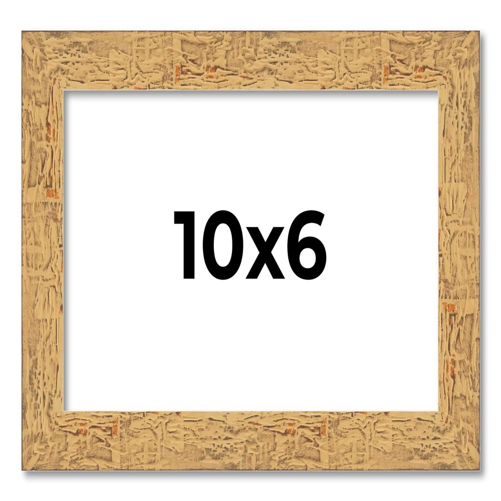 10x6 Frame Beige Shabby Chic Solid Wood Picture Frame | 1.25 Inch Moulding Width | Interior Frame Depth 0.5 Inches | Mastic Distressed Photo Frame Complete with UV Acrylic, Foam Board Backing &