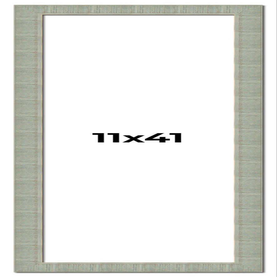 11x41 Frame Green Desert Pear Solid Wood Picture Frame | 1.625 Inch Moulding Width | Interior Frame Depth 0.5 Inches | Sonoma Distressed Photo Frame Complete with UV Acrylic Plexiglass, Foam Board