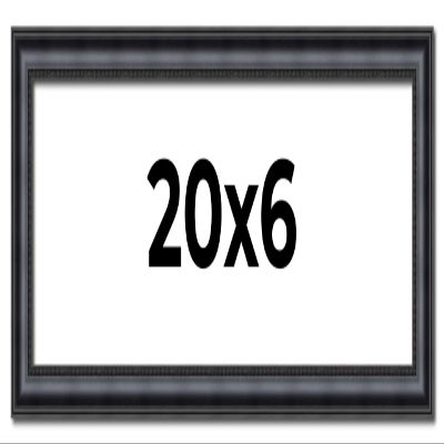 20x6 Frame Black Real Wood Picture Frame Width 1.25 Inches | Interior Frame Depth 0.5 Inches | Garrin Black Traditional Photo Frame Complete with UV Acrylic, Foam Board Backing & Hanging Hardware