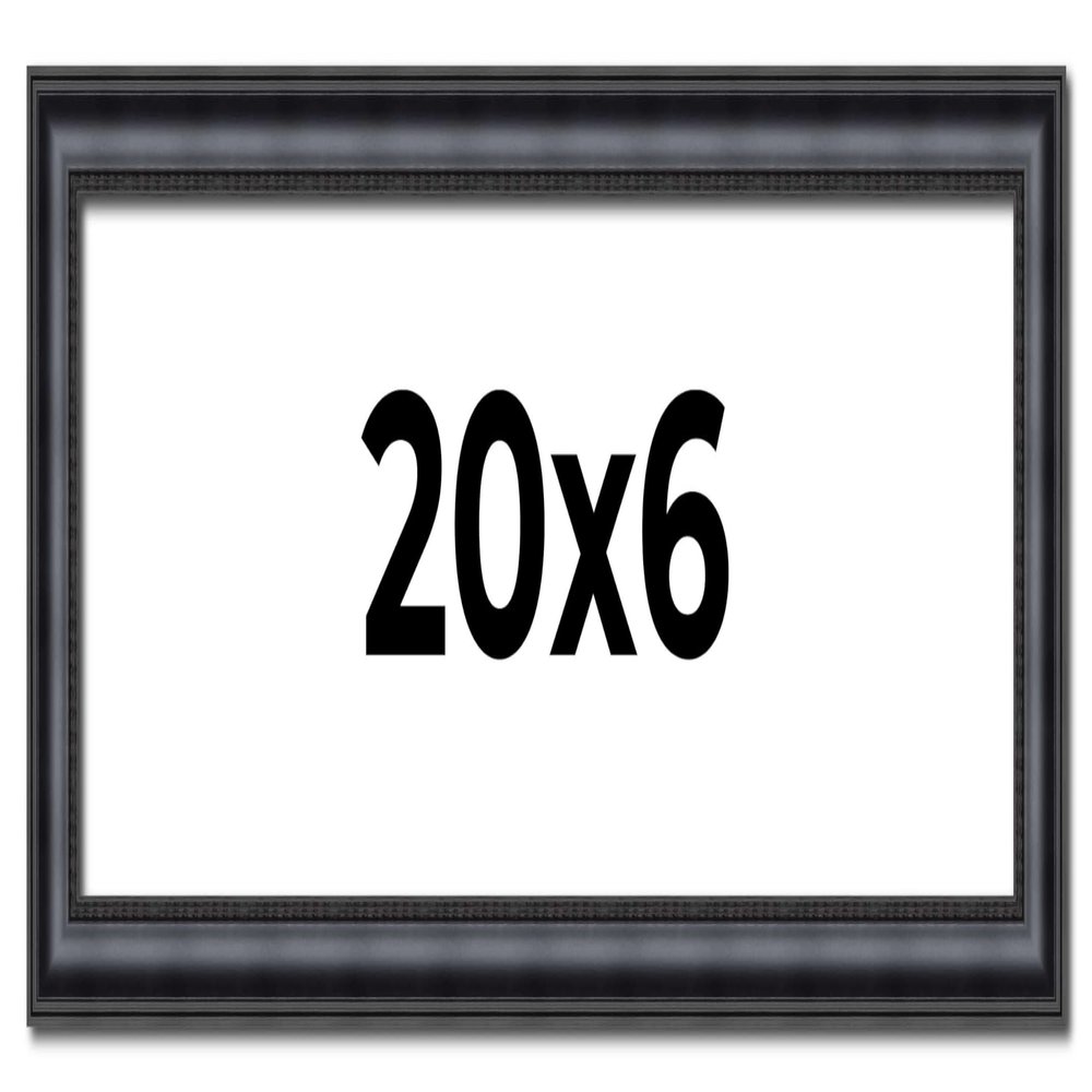 20x6 Frame Black Real Wood Picture Frame Width 1.25 Inches | Interior Frame Depth 0.5 Inches | Garrin Black Traditional Photo Frame Complete with UV Acrylic, Foam Board Backing & Hanging Hardware