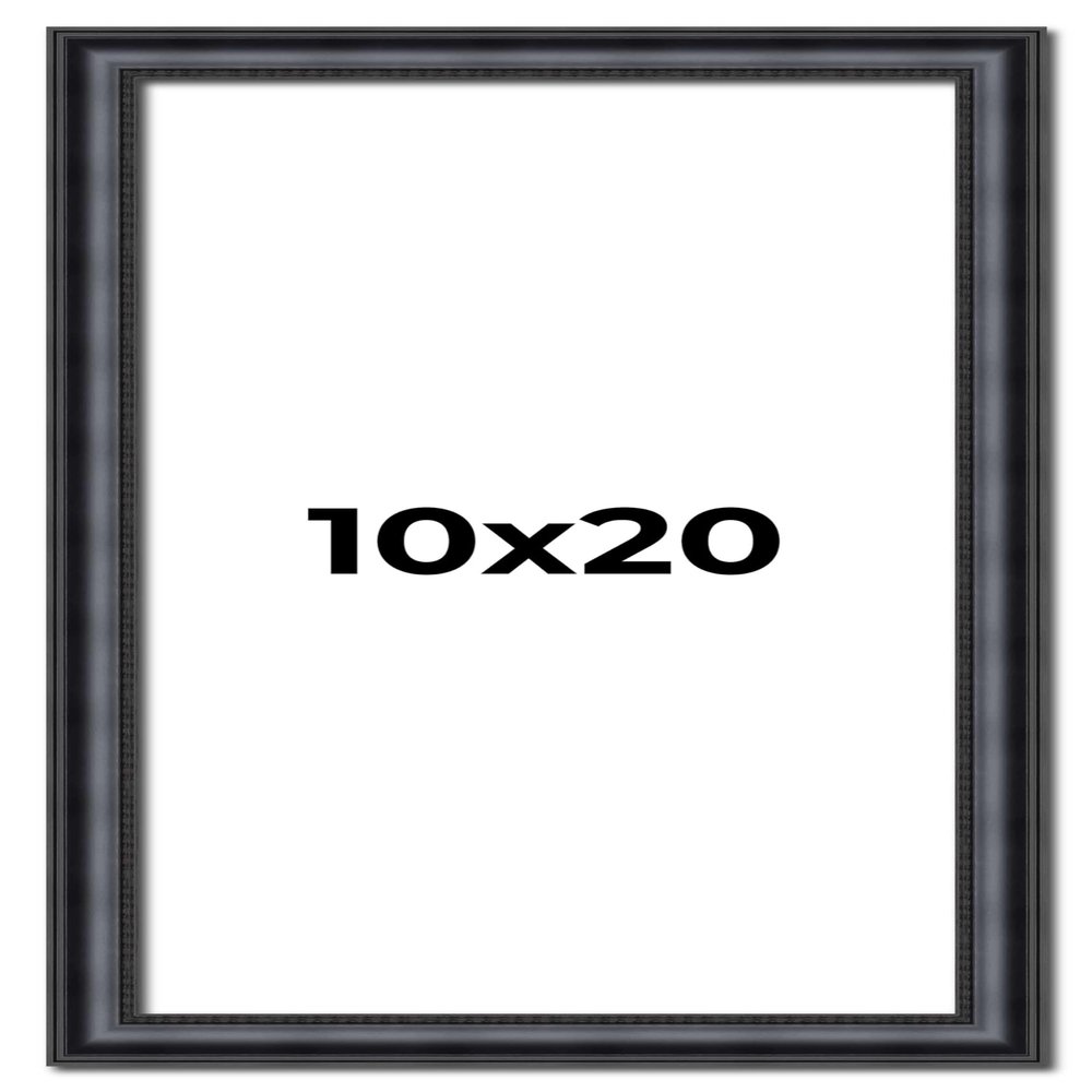 10x20 Frame Black Real Wood Picture Frame Width 1.25 Inches | Interior Frame Depth 0.5 Inches | Garrin Black Traditional Photo Frame Complete with UV Acrylic, Foam Board Backing & Hanging Hardware