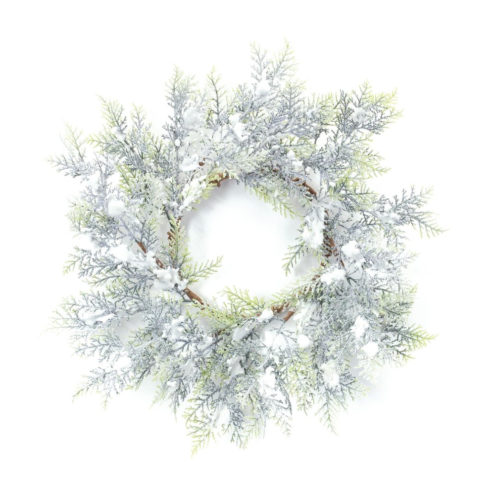 Melrose International Flocked Cedar Wreath 15" D