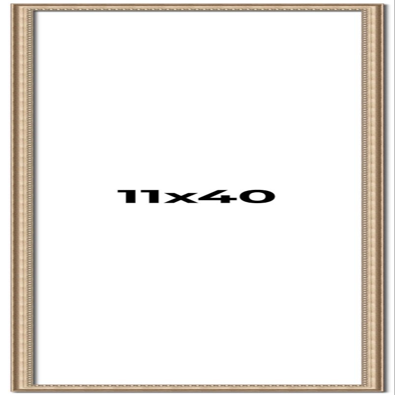 11x40 Frame Silver Real Wood Picture Frame Width 0.75 Inches | Interior Frame Depth 0.5 Inches | Liscio Argeto Traditional Photo Frame Complete with UV Acrylic, Foam Board Backing & Hanging Hardware