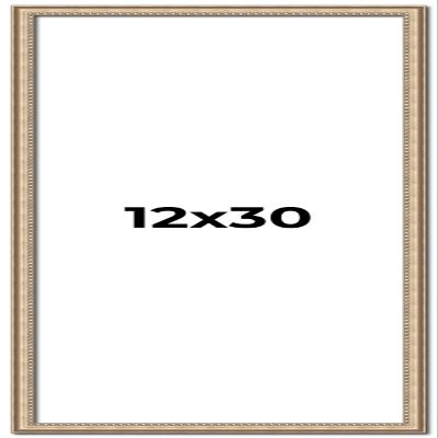 12x30 Frame Silver Real Wood Picture Frame Width 0.75 Inches | Interior Frame Depth 0.5 Inches | Liscio Argeto Traditional Photo Frame Complete with UV Acrylic, Foam Board Backing & Hanging Hardware