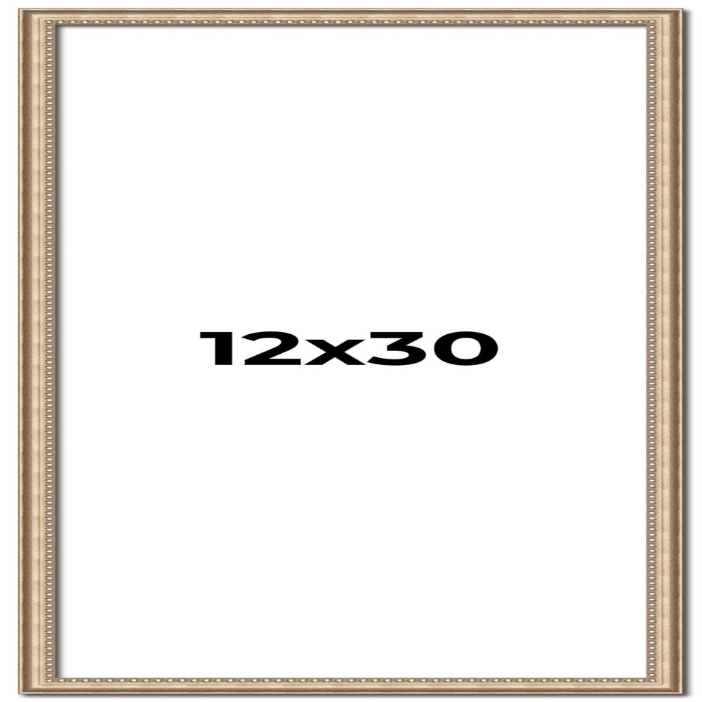 12x30 Frame Silver Real Wood Picture Frame Width 0.75 Inches | Interior Frame Depth 0.5 Inches | Liscio Argeto Traditional Photo Frame Complete with UV Acrylic, Foam Board Backing & Hanging Hardware