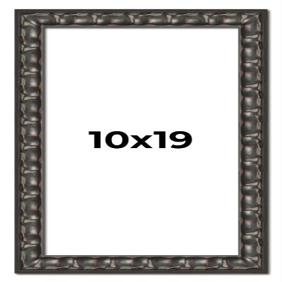 10x19 Frame Black-Brown Medieval Solid Wood Picture Frame | 1.5 Inch Moulding Width | Gotham Beveled Distressed Frame Complete with UV Acrylic, Foam Board Backing & Hanging Hardware