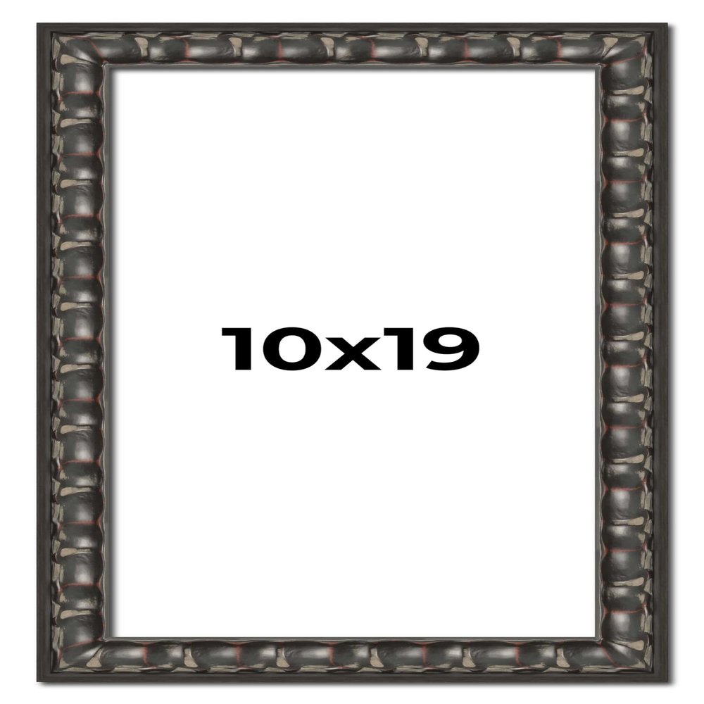 10x19 Frame Black-Brown Medieval Solid Wood Picture Frame | 1.5 Inch Moulding Width | Gotham Beveled Distressed Frame Complete with UV Acrylic, Foam Board Backing & Hanging Hardware