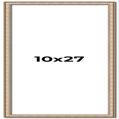 10x27 Frame Silver Real Wood Picture Frame Width 0.75 Inches | Interior Frame Depth 0.5 Inches | Liscio Argeto Traditional Photo Frame Complete with UV Acrylic, Foam Board Backing & Hanging Hardware