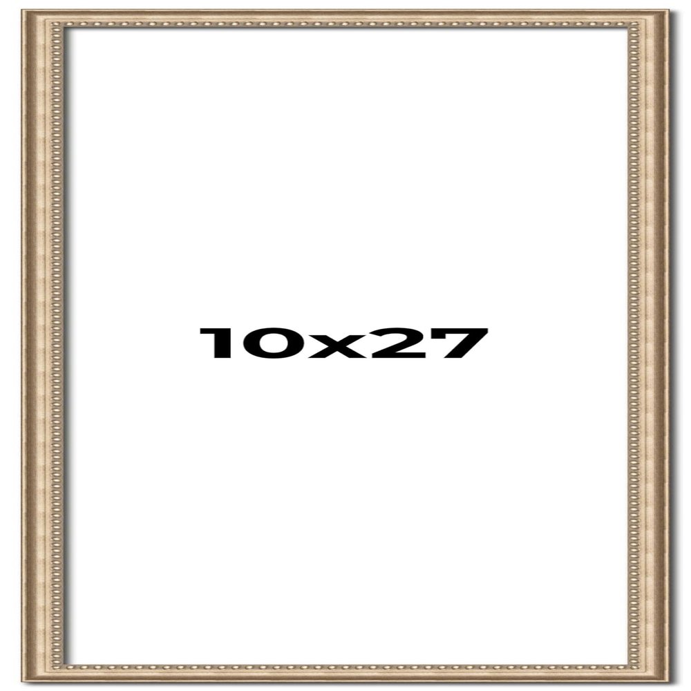 10x27 Frame Silver Real Wood Picture Frame Width 0.75 Inches | Interior Frame Depth 0.5 Inches | Liscio Argeto Traditional Photo Frame Complete with UV Acrylic, Foam Board Backing & Hanging Hardware