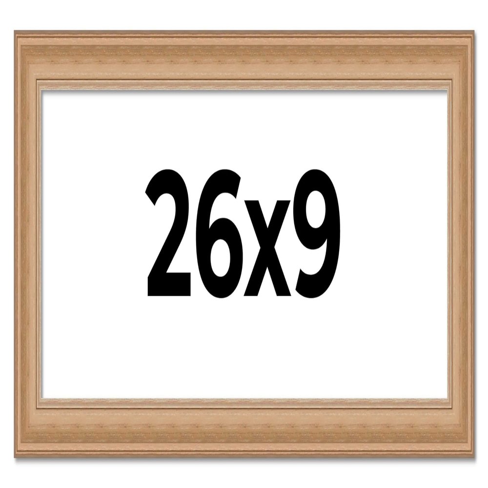 26x9 Frame Charleston Honey Brown Solid Wood Picture Frame Width 1.75 Inches | Interior Depth 0.5 Inches | Charleston Honey Frame Complete with UV Acrylic, Foam Board Backing & Hanging Hardware