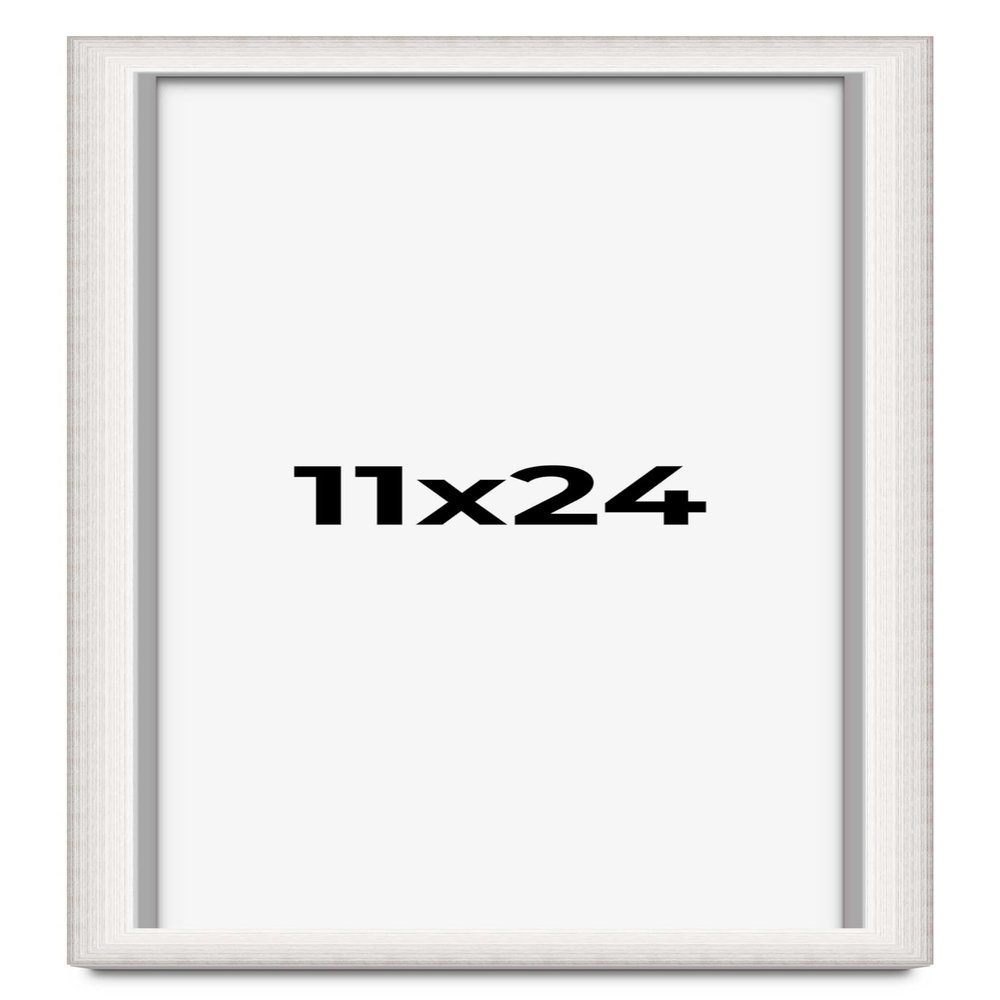 11x24 Shadow Box Silver Brushed Striped Display Frame | 1.625 Inches Deep | 1 Inch Moulding Width | Solid Wood | UV Resistant Acrylic Plexiglass, Acid Free Foamboard Backing and Hanging Hardware