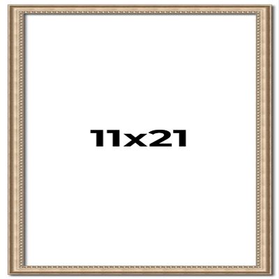 11x21 Frame Silver Real Wood Picture Frame Width 0.75 Inches | Interior Frame Depth 0.5 Inches | Liscio Argeto Traditional Photo Frame Complete with UV Acrylic, Foam Board Backing & Hanging Hardware