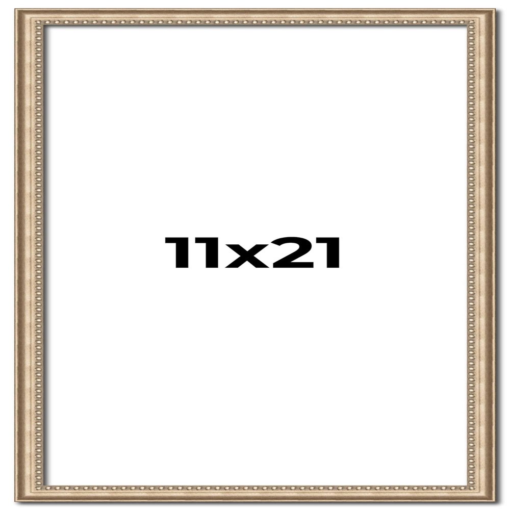 11x21 Frame Silver Real Wood Picture Frame Width 0.75 Inches | Interior Frame Depth 0.5 Inches | Liscio Argeto Traditional Photo Frame Complete with UV Acrylic, Foam Board Backing & Hanging Hardware