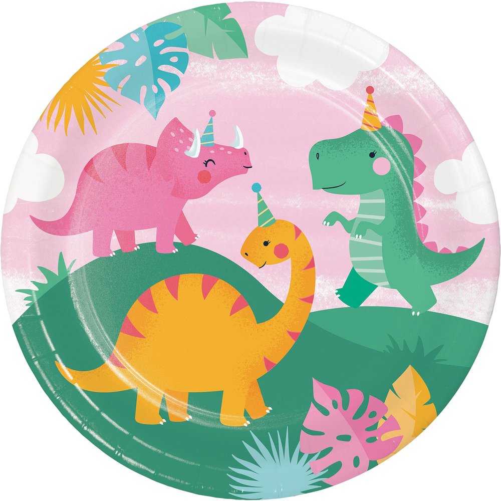 Trendware Girl Dino Party Paper Plates, 24 ct