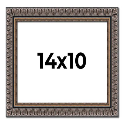 14x10 Frame Black Feather Payton Ornate Solid Wood Picture Frame Width 1.75 Inches | Interior Depth 0.5 Inches | Payton Ornate Photo Frame Complete with UV Acrylic, Foam Backing & Hanging Hardware