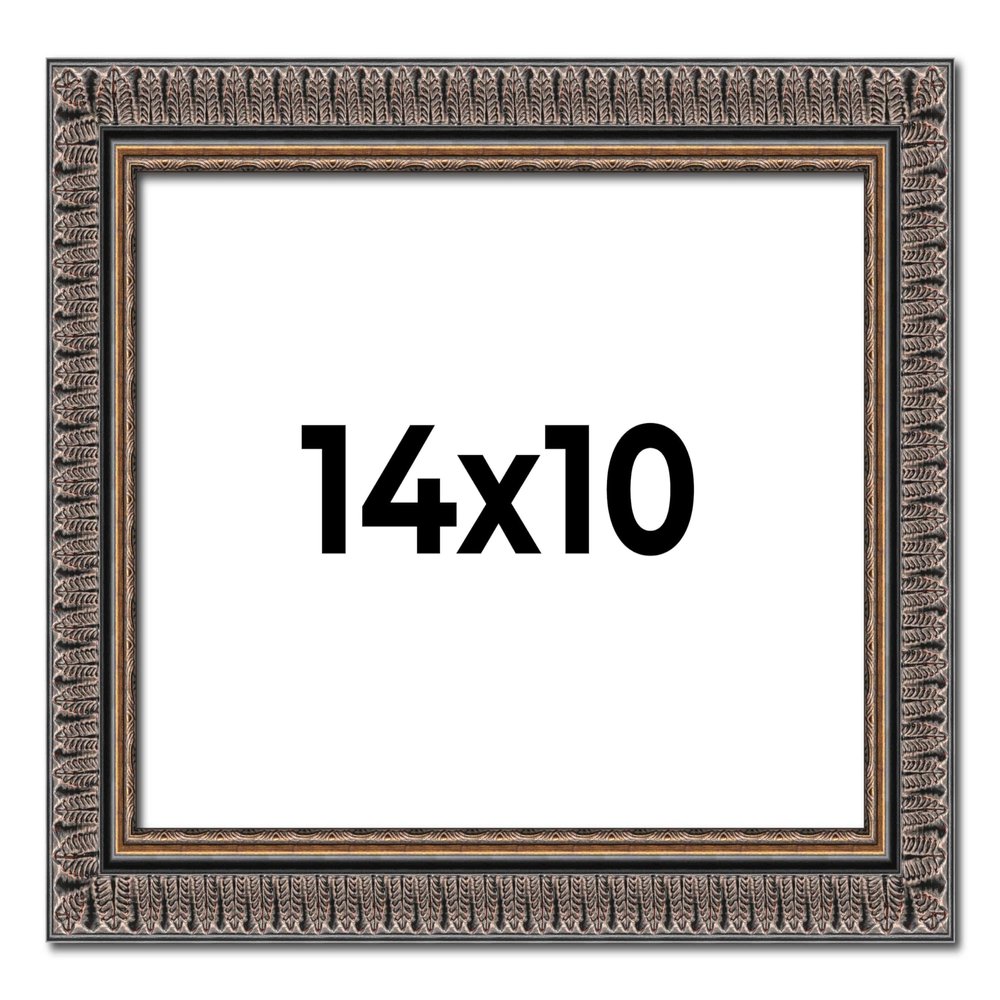 14x10 Frame Black Feather Payton Ornate Solid Wood Picture Frame Width 1.75 Inches | Interior Depth 0.5 Inches | Payton Ornate Photo Frame Complete with UV Acrylic, Foam Backing & Hanging Hardware