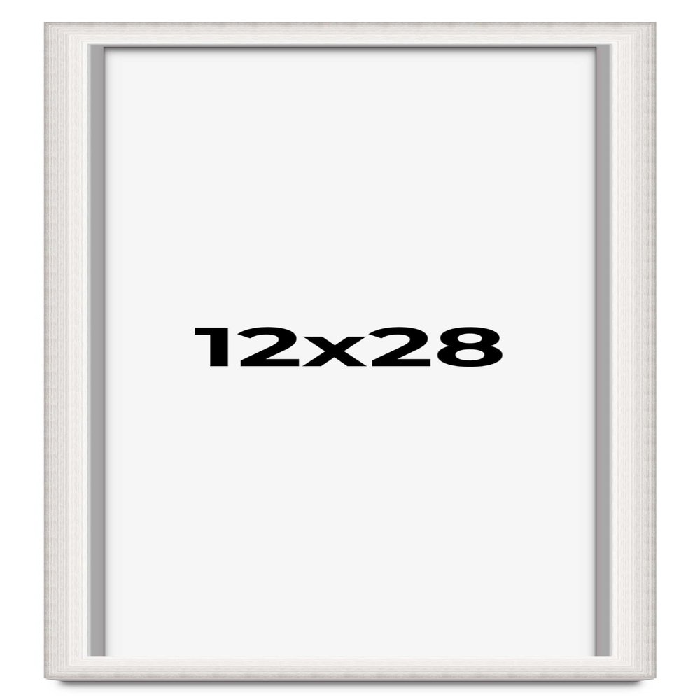 12x28 Shadow Box Silver Brushed Striped Display Frame | 1.625 Inches Deep | 1 Inch Moulding Width | Solid Wood | UV Resistant Acrylic Plexiglass, Acid Free Foamboard Backing and Hanging Hardware