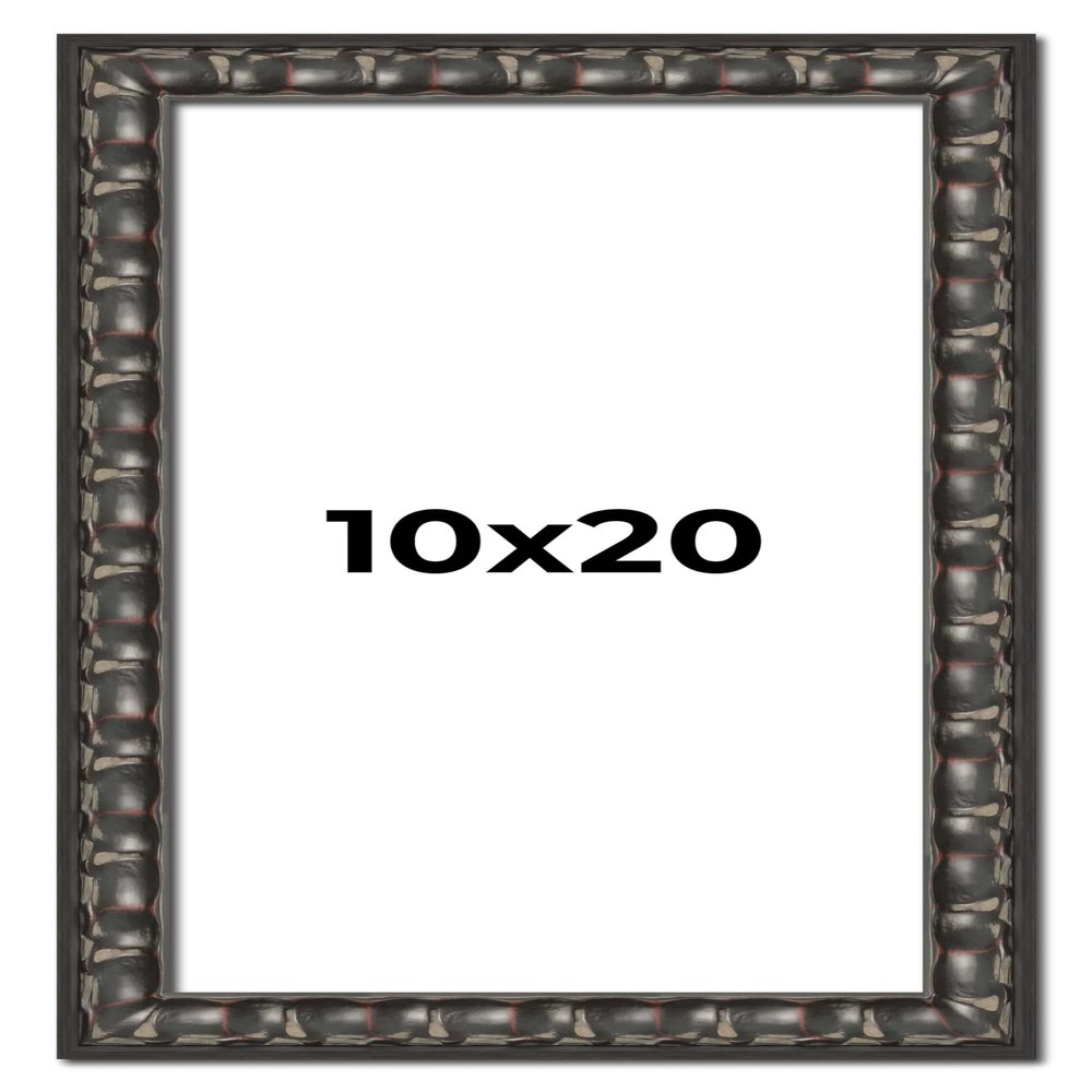 10x20 Frame Black-Brown Medieval Solid Wood Picture Frame | 1.5 Inch Moulding Width | Gotham Beveled Distressed Frame Complete with UV Acrylic, Foam Board Backing & Hanging Hardware