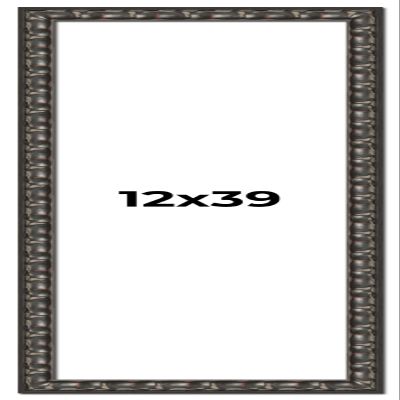 12x39 Frame Black-Brown Medieval Solid Wood Picture Frame | 1.5 Inch Moulding Width | Gotham Beveled Distressed Frame Complete with UV Acrylic, Foam Board Backing & Hanging Hardware