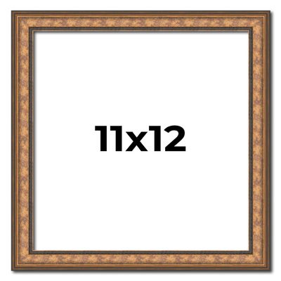 11x12 Frame Gold Real Wood Picture Frame Width 1.25 Inches | Interior Frame Depth 0.5 Inches | Garrin Gold Traditional Photo Frame Complete with UV Acrylic, Foam Board Backing & Hanging Hardware