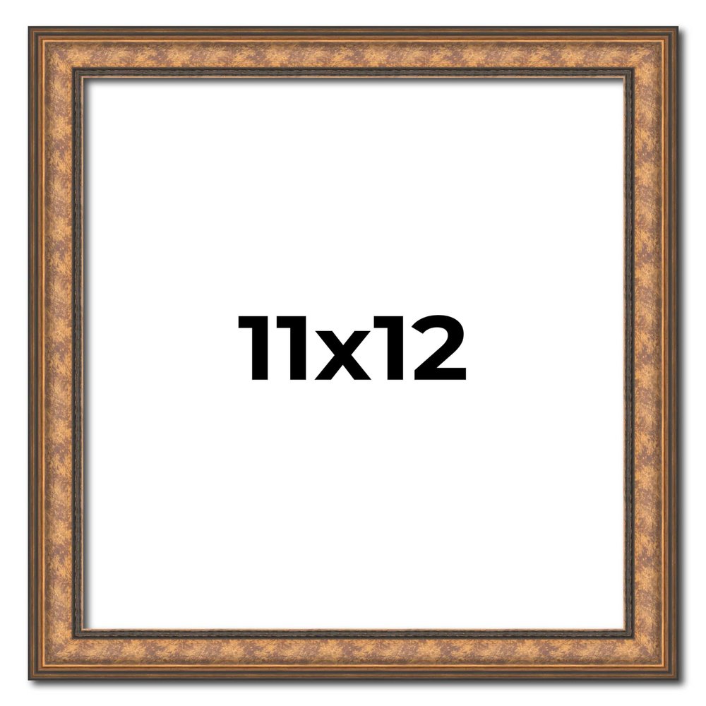 11x12 Frame Gold Real Wood Picture Frame Width 1.25 Inches | Interior Frame Depth 0.5 Inches | Garrin Gold Traditional Photo Frame Complete with UV Acrylic, Foam Board Backing & Hanging Hardware