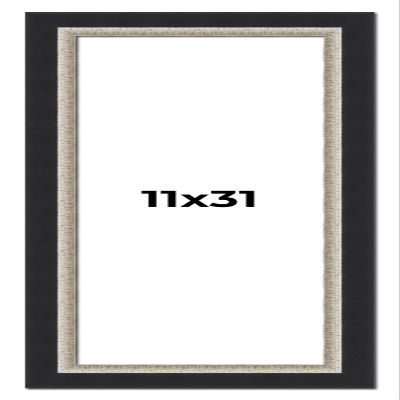 11x31 Frame Black Real Wood Picture Frame Width 2.25 Inches | Interior Frame Depth 0.5 Inches | Bridger Silver Traditional Photo Frame Complete with UV Acrylic, Foam Board Backing & Hanging Hardware
