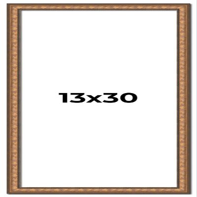 13x30 Frame Gold Real Wood Picture Frame Width 1.25 Inches | Interior Frame Depth 0.5 Inches | Garrin Gold Traditional Photo Frame Complete with UV Acrylic, Foam Board Backing & Hanging Hardware