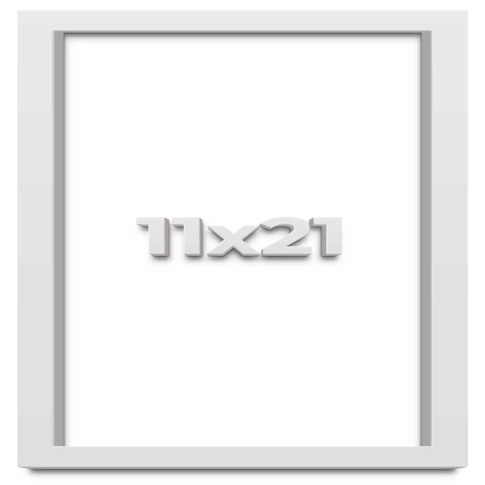 11x21 Shadow Box High Gloss White Display Frame | 1.625 Inches Deep | 1 Inch Moulding Width | Solid Wood | UV Resistant Acrylic Plexiglass, Acid Free Backing and Hanging Hardware Included