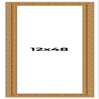 12x48 Frame Gold Ornate Solid Wood Picture Frame | 2 Inch Moulding Width | Firman Traditional Photo Frame Complete with UV Acrylic Plexiglass, Foam Board Backing & Hanging Hardware