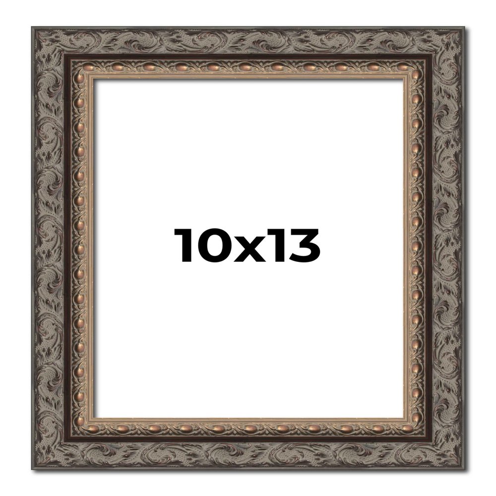 10x13 Frame Black and Gold Ornate Solid Wood Picture Frame Width 2 Inches | Interior Depth 0.5 Inches | Black Traditional Photo Frame with UV Acrylic, Foam Board Backing & Hanging Hardware