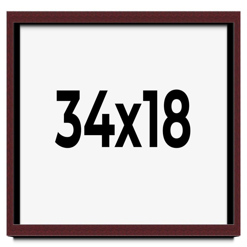 34x18 Shadow Box Frame Brown | 1.625 Inches Deep Real Wood Traditional Shadowbox Display Frame | UV Resistant Acrylic Front, Acid Free Backing, and Hanging Hardware | Dunstan Picture Frame Style