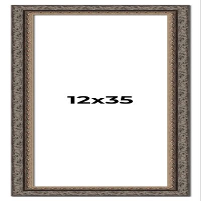 12x35 Frame Black and Gold Ornate Solid Wood Picture Frame Width 2 Inches | Interior Depth 0.5 Inches | Black Traditional Photo Frame with UV Acrylic, Foam Board Backing & Hanging Hardware