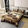 100% Cotton Jungle Wooden Cabin Duvet Cover,Outdoor Adventure Wild Bear Pine Tree Bedding Set for Room Decor,Retro Wood Frame Bear Wildlife Paw Print All Season Comforter Cover (No Comforter) Full view 2