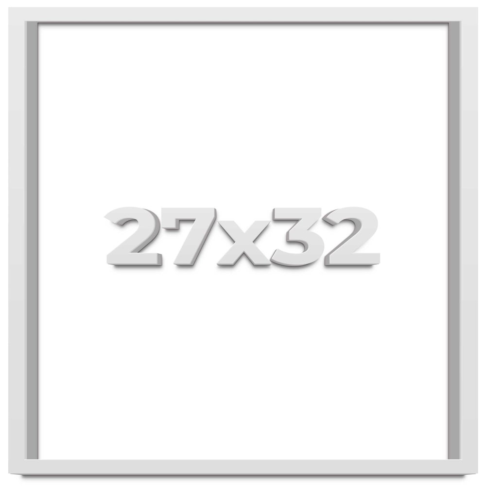 27x32 Shadow Box High Gloss White Display Frame | 1.625 Inches Deep | 1 Inch Moulding Width | Solid Wood | UV Resistant Acrylic Plexiglass, Acid Free Backing and Hanging Hardware Included