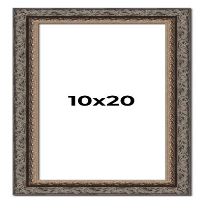 10x20 Frame Black and Gold Ornate Solid Wood Picture Frame Width 2 Inches | Interior Depth 0.5 Inches | Black Traditional Photo Frame with UV Acrylic, Foam Board Backing & Hanging Hardware