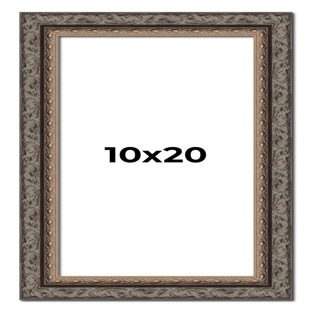 10x20 Frame Black and Gold Ornate Solid Wood Picture Frame Width 2 Inches | Interior Depth 0.5 Inches | Black Traditional Photo Frame with UV Acrylic, Foam Board Backing & Hanging Hardware