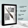 12x11 Shadow Box Frame Black Gloss | 1.375 Inch Deep | 1 Inch Wide | Solid Wood Shadowbox Display Frame | UV Resistant Acrylic Plexiglass, Acid Free Backing and Hanging Hardware | Merle Collection view 2