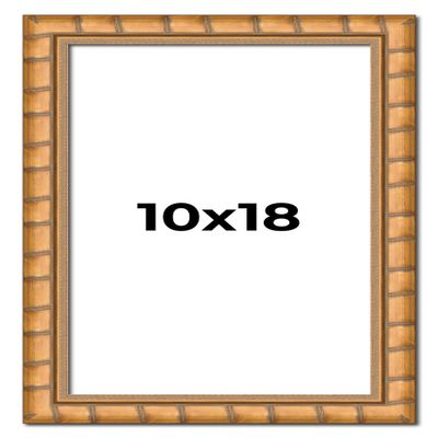 10x18 Frame Gold Real Wood Picture Frame Width 1.5 Inches | Interior Frame Depth 0.5 Inches | Bhutan Bamboo Photo Frame Complete with UV Acrylic, Foam Board Backing & Hanging Hardware