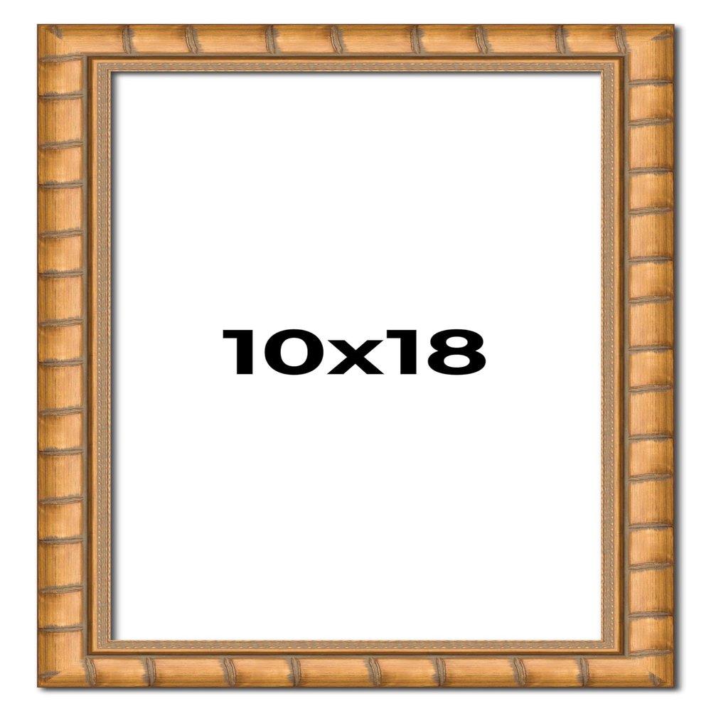 10x18 Frame Gold Real Wood Picture Frame Width 1.5 Inches | Interior Frame Depth 0.5 Inches | Bhutan Bamboo Photo Frame Complete with UV Acrylic, Foam Board Backing & Hanging Hardware