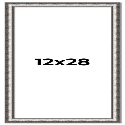 12x28 Frame Silver Real Wood Picture Frame Width 1.125 Inches | Interior Frame Depth 0.5 Inches | Complete with UV Acrylic, Foam Board Backing & Hanging Hardware